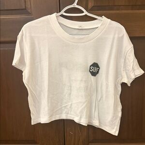 White Surf Graphic Crop Top